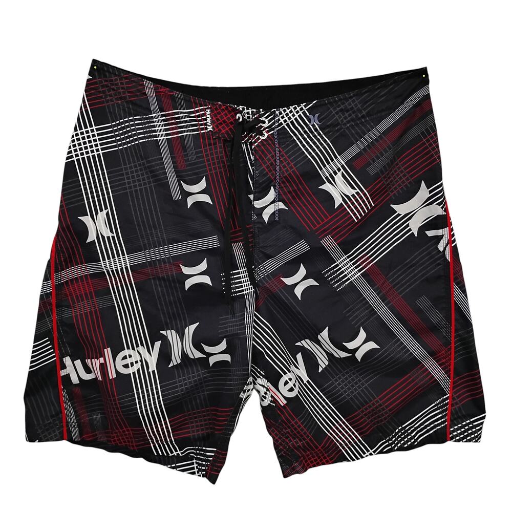 Hurley Beach Shorts Size XL Tie Waist Back Hook and Loop fasteners Pocket